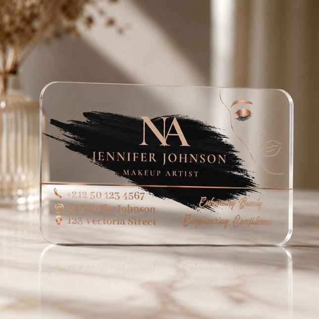 Luxury Rose Gold Minimalist Face Beauty Clear Business Cards (Creator Uploaded)
