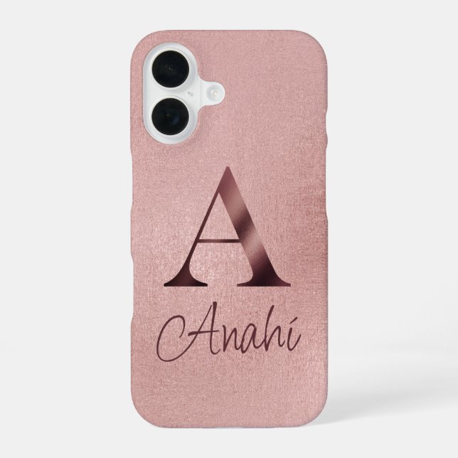 Luxury Rose Gold Monogram Iphone Case (Back)