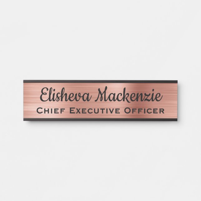 Luxury Rose Gold Office Door Sign Name Plate (Front)