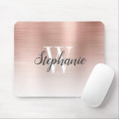 Luxury Rose Gold Ombre Brushed Metal Monogram Mouse Pad (With Mouse)