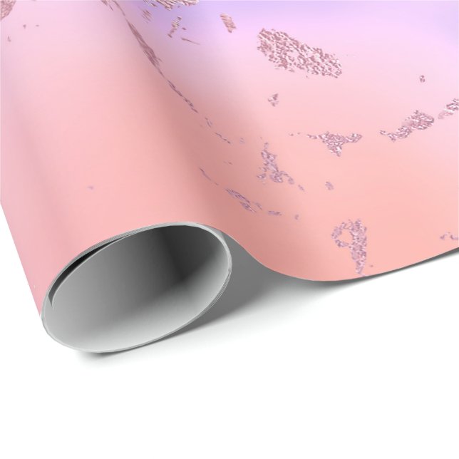 Luxury Rose Gold Peach  Pastel Purple Marble Wrapping Paper (Roll Corner)