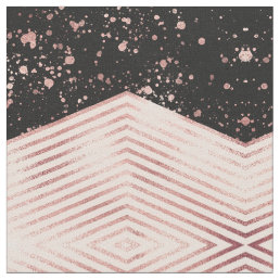 Luxury Rose Gold Pink Black Chevron Paint Splatter Fabric