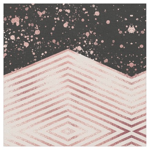 Luxury Rose Gold Pink Black Chevron Paint Splatter Fabric