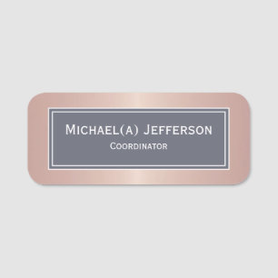 Luxury Rose Gold Pink Indigo Blue Name Tag