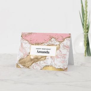 Luxury Rose Gold Pink Marble Design Birthday Card