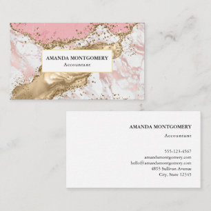 Luxury Rose Gold Pink Marble Design Business Card