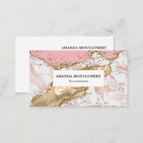 Luxury Rose Gold Pink Marble Design Business Card