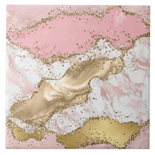 Luxury Rose Gold Pink Marble Design Ceramic Tile
