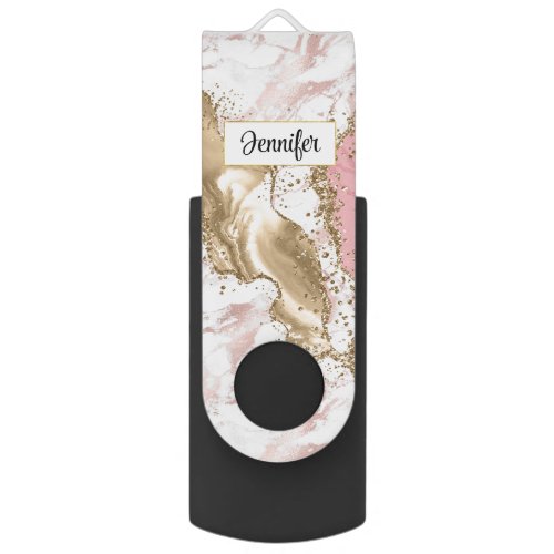 Luxury Rose Gold Pink Marble Design Flash Drive