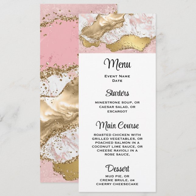 Luxury Rose Gold Pink Marble Design Invitation (Front/Back)