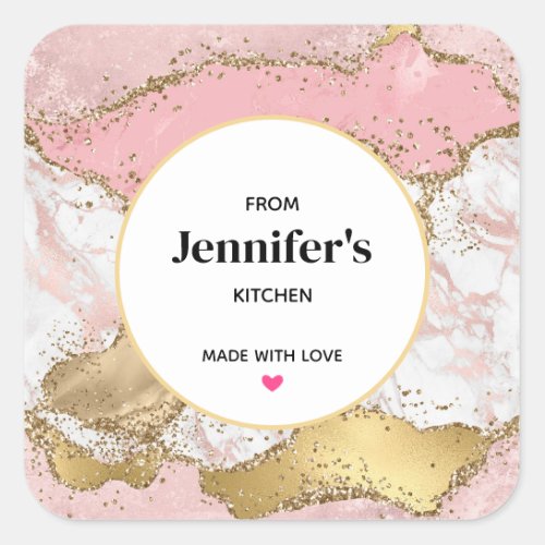 Luxury Rose Gold Pink Marble Design Kitchen Square Sticker