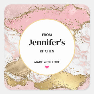 Luxury Rose Gold Pink Marble Design Kitchen Square Sticker