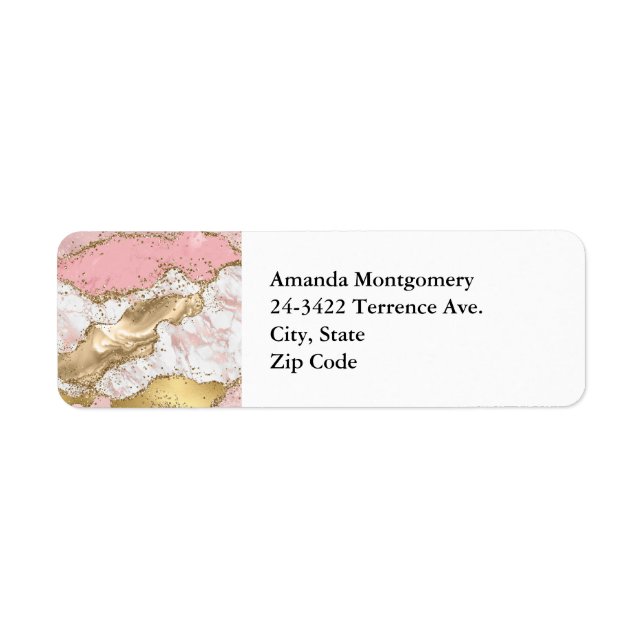 Luxury Rose Gold Pink Marble Design Label (Front)
