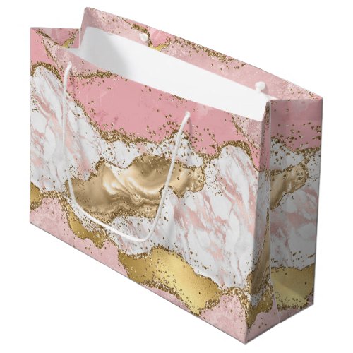 Luxury Rose Gold Pink Marble Design Large Gift Bag