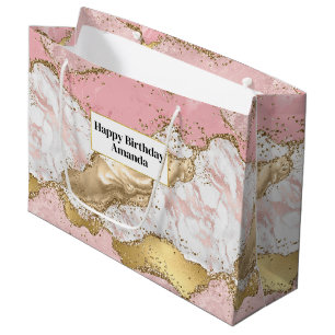 Luxury Rose Gold Pink Marble Design Large Gift Bag