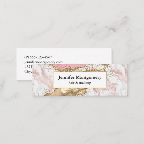 Luxury Rose Gold Pink Marble Design Mini Business Card