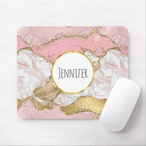 Luxury Rose Gold Pink Marble Design Mouse Pad
