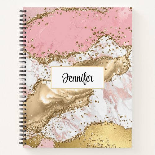 Luxury Rose Gold Pink Marble Design Notebook