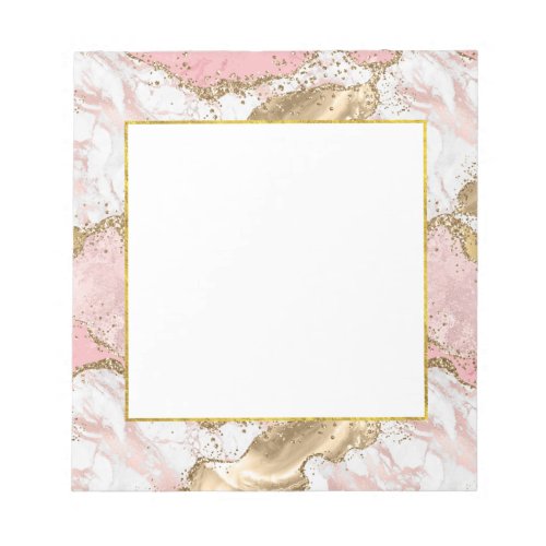 Luxury Rose Gold Pink Marble Design Notepad