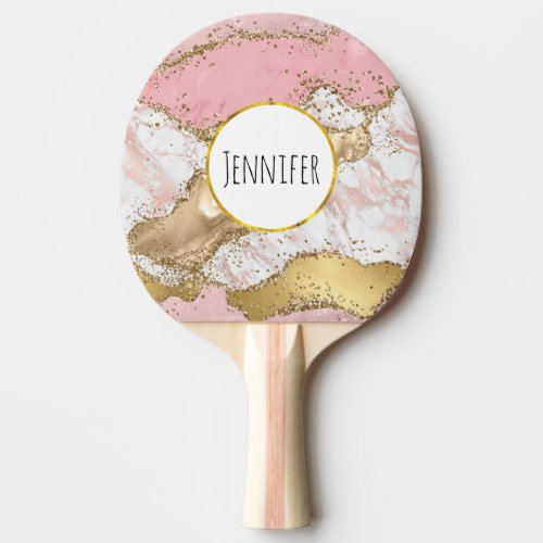 Luxury Rose Gold Pink Marble Design Ping Pong Paddle