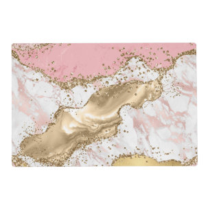 Luxury Rose Gold Pink Marble Design Placemat