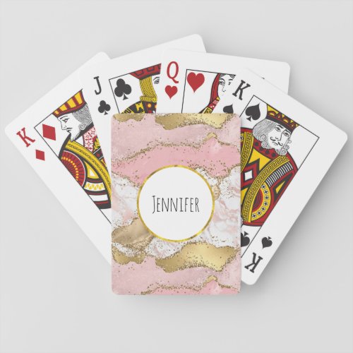 Luxury Rose Gold Pink Marble Design Poker Cards