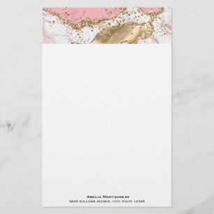 Luxury Rose Gold Pink Marble Design Stationery