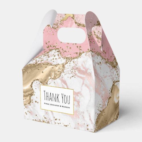 Luxury Rose Gold Pink Marble Design Thank You Favor Boxes