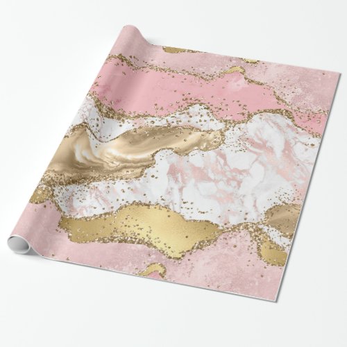 Luxury Rose Gold Pink Marble Design Wrapping Paper