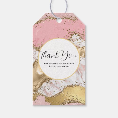 Luxury Rose Gold Pink Marble Party Thank You Gift Tags