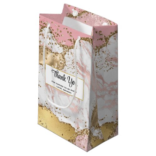 Luxury Rose Gold Pink Marble Party Thank You Small Gift Bag