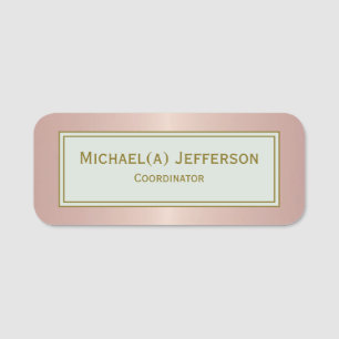 Luxury Rose Gold Pink Platinum Modern Name Tag