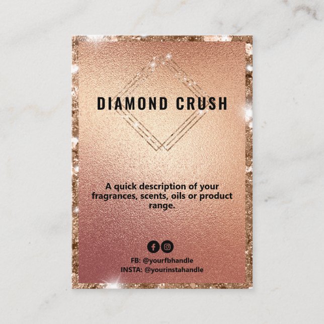 Luxury Rose Gold Product Price List Card (Front)