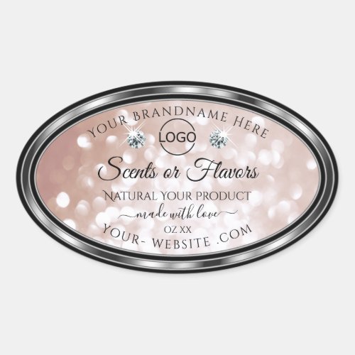 Luxury Rose Gold Shimmer Product Label Jewels Logo