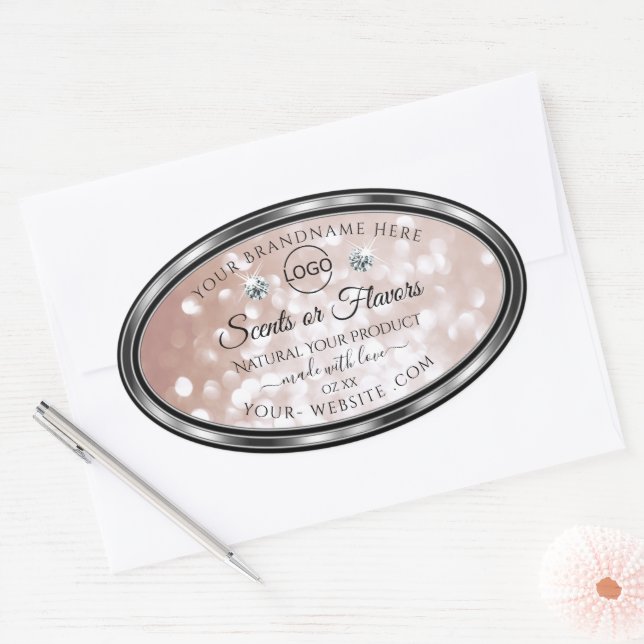 Luxury Rose Gold Shimmer Product Label Jewels Logo (Envelope)