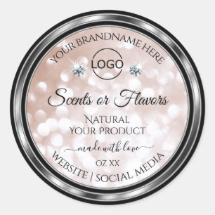 Luxury Rose Gold Shimmer Product Label Jewels Logo