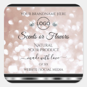 Luxury Rose Gold Shimmer Product Label Jewels Logo