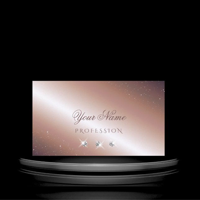 Luxury Rose Gold Silver Sparkle Diamonds Glamorous Business Card (Creator Uploaded)