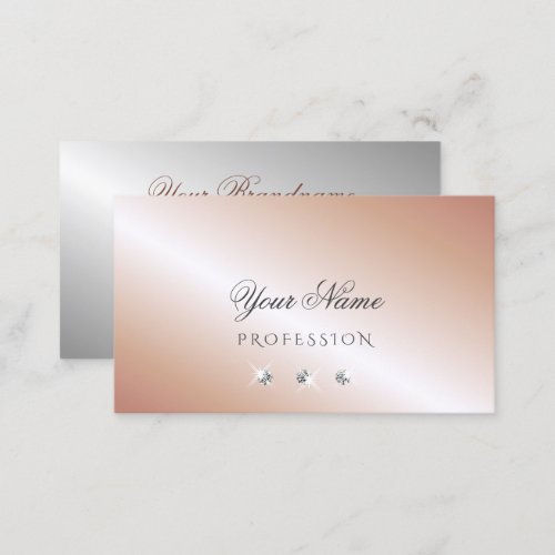 Luxury Rose Gold Silver Sparkle Diamonds Luxe Glam Business Card