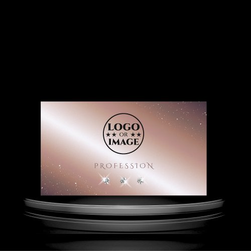 Luxury Rose Gold Silver Sparkle Diamonds with Logo Business Card