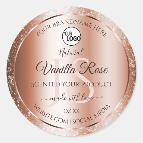 Luxury Rose Gold Soft Glitter Product Labels Logo