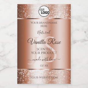 Luxury Rose Gold Soft Glitter Product Labels Logo