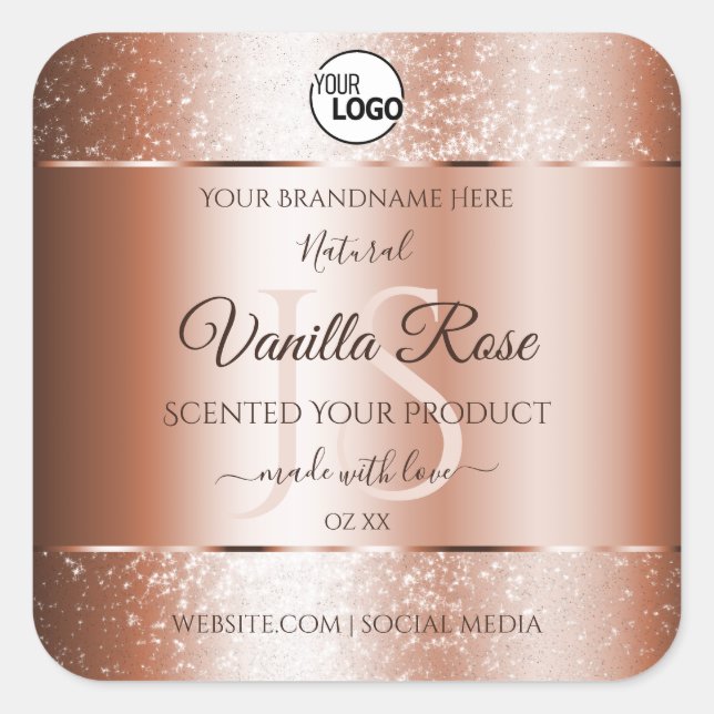 Luxury Rose Gold Soft Glitter Product Labels Logo (Front)