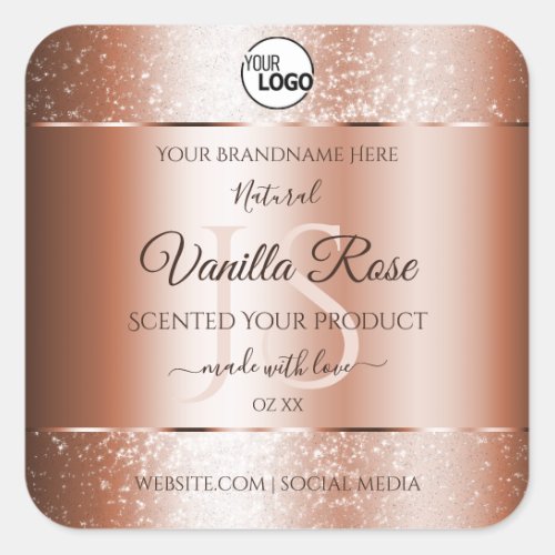 Luxury Rose Gold Soft Glitter Product Labels Logo