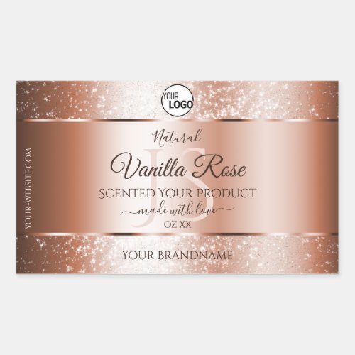 Luxury Rose Gold Soft Glitter Product Labels Logo