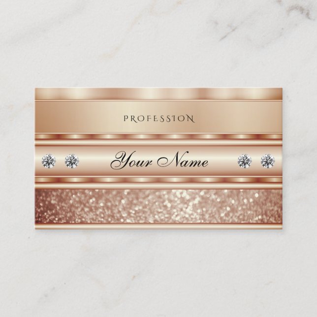 Luxury Rose Gold Sparkle Glitter Diamonds Elegant Business Card (Front)
