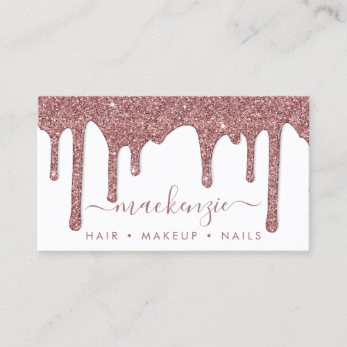 Luxury Rose Gold Sparkle Glitter Drips Business Card