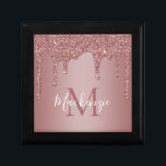 Luxury Rose Gold Sparkle Glitter Drips Monogram Gift Box<br><div class="desc">Girly Rose Gold Sparkle Glitter Drips Monogram Gift Box with fashion faux blush pink/rose gold glitter drips on a chic background with your custom monogram and name. Please contact us at cedarandstring@gmail.com if you need assistance with the design or matching products.</div>