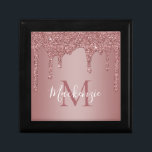 Luxury Rose Gold Sparkle Glitter Drips Monogram Gift Box<br><div class="desc">Girly Rose Gold Sparkle Glitter Drips Monogram Gift Box with fashion faux blush pink/rose gold glitter drips on a chic background with your custom monogram and name. Please contact us at cedarandstring@gmail.com if you need assistance with the design or matching products.</div>