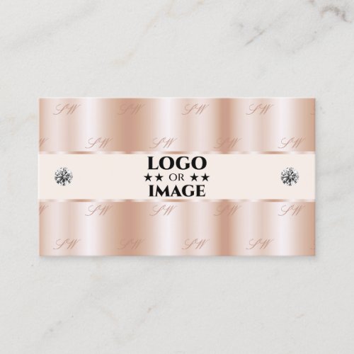 Luxury Rose Gold Sparkle Jewels Add Logo Luxe Glam Business Card